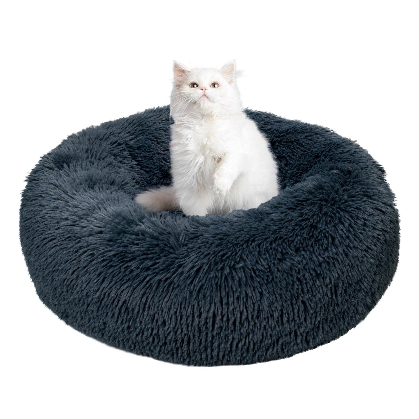 MyPetra Calming Donut Cat Bed 50cm – Washable Plush Anti-Anxiety Pet Bed with Non-Slip Base