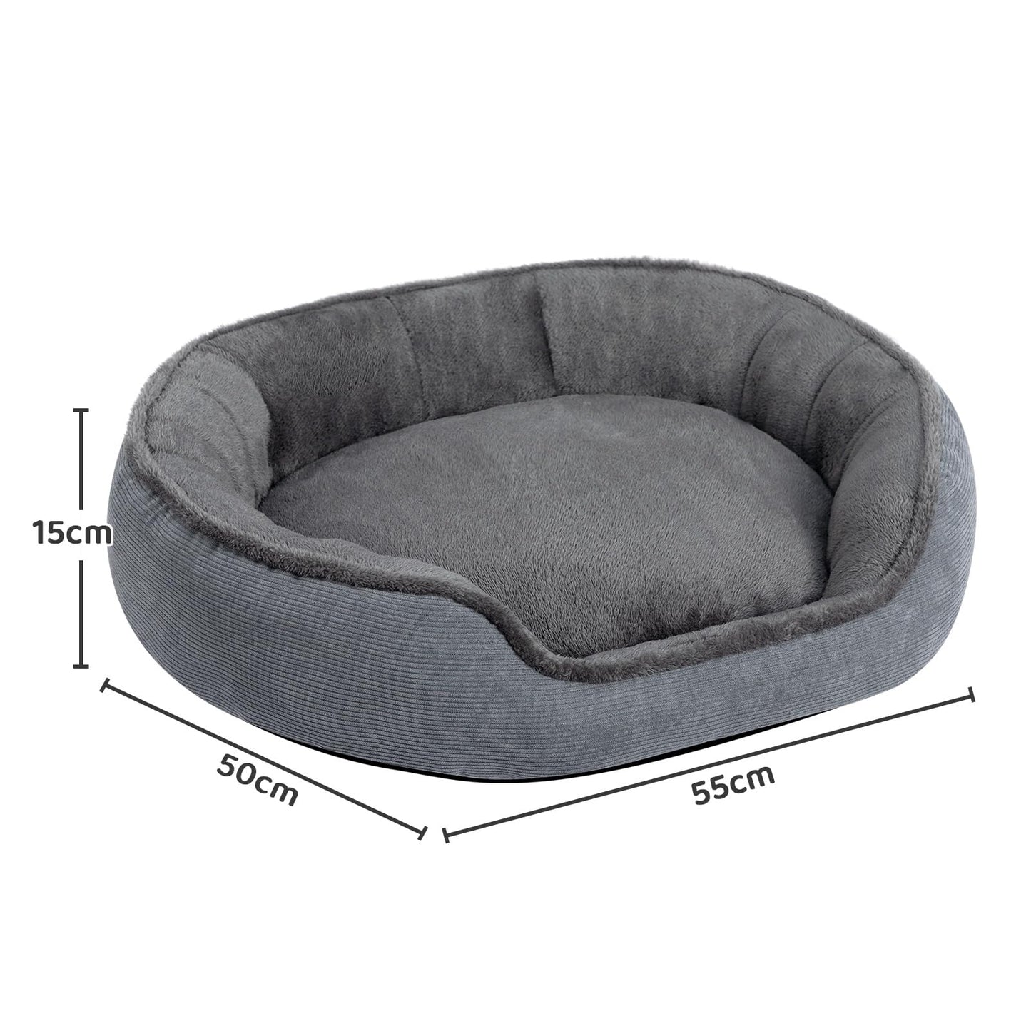 MyPetra Round Cat Bed 55cm – Soft Breathable Sleeping Cushion for Cats & Puppies (Dark Grey)