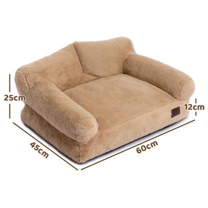 MyPetra Plush Cat Sofa Bed – Soft Breathable Pet Couch for Cats & Puppies (Light Brown)