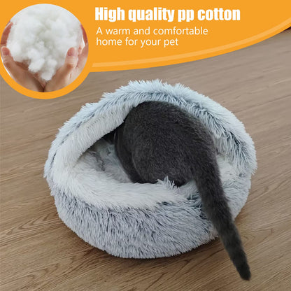 MyPetra Small Kitten Cave Bed – Warm Plush Pet Bed with Non-Slip Base for Cats Under 3kg