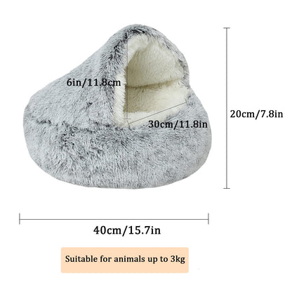 MyPetra Small Kitten Cave Bed – Warm Plush Pet Bed with Non-Slip Base for Cats Under 3kg