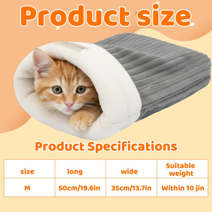 MyPetra Pet Sleeping Bag – Cozy Warm Snuggle Sack for Indoor Cats & Small Dogs (Grey)