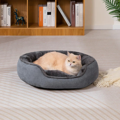 MyPetra Round Cat Bed 55cm – Soft Breathable Sleeping Cushion for Cats & Puppies (Dark Grey)