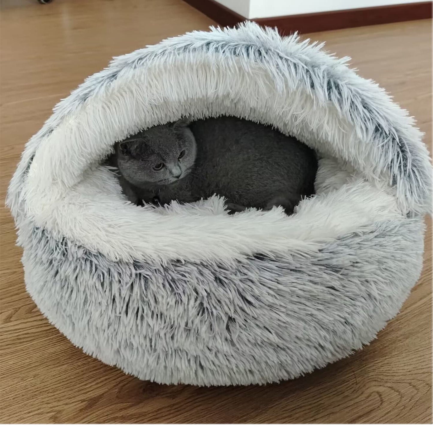 MyPetra Small Kitten Cave Bed – Warm Plush Pet Bed with Non-Slip Base for Cats Under 3kg