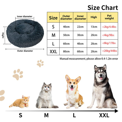 MyPetra Calming Donut Cat Bed 50cm – Washable Plush Anti-Anxiety Pet Bed with Non-Slip Base