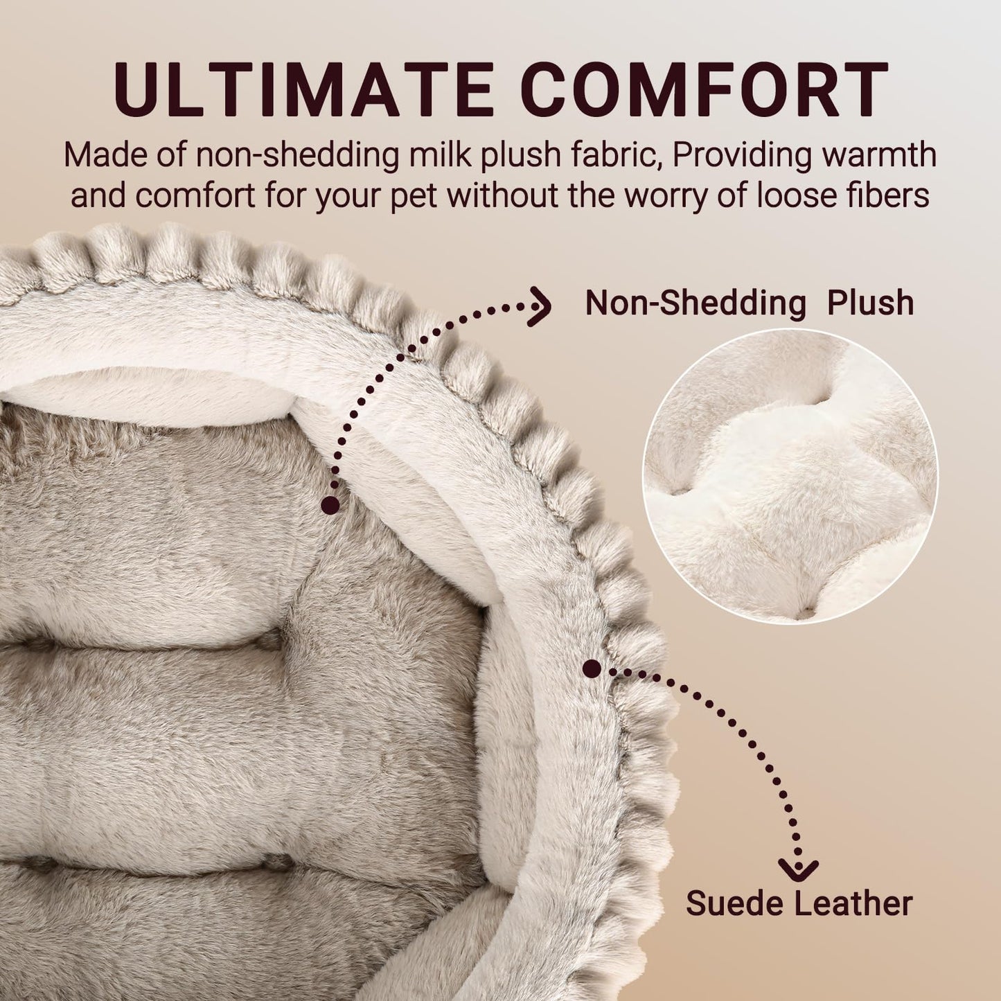 MyPetra Round Calming Cat Bed 51cm – Washable Fluffy Pet Bed with Non-Slip Base & Cushion